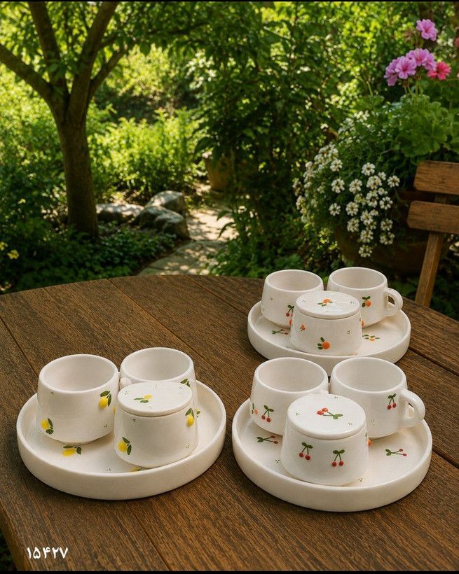 ست چای خوری برجسته با سینی دو نفره